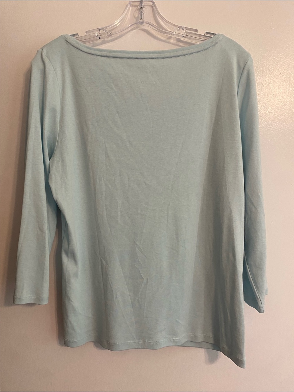 Talbots “The Talbots Tee” Aqua 3/4 Sleeve Top- Size Petite Large - Picture 3 of 3